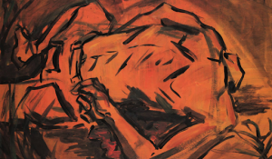 Semi-Abstract painting of a human torso