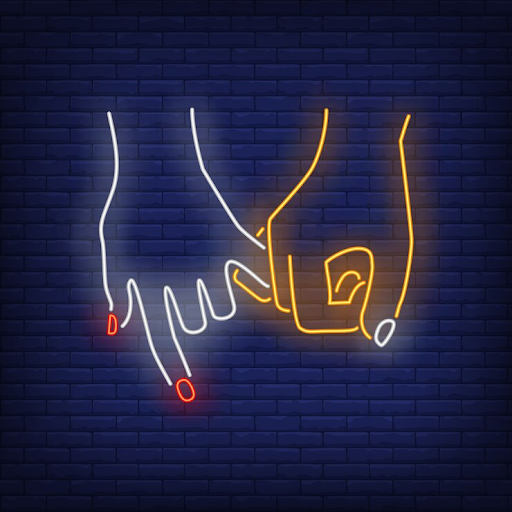 An LED light showing holding hands